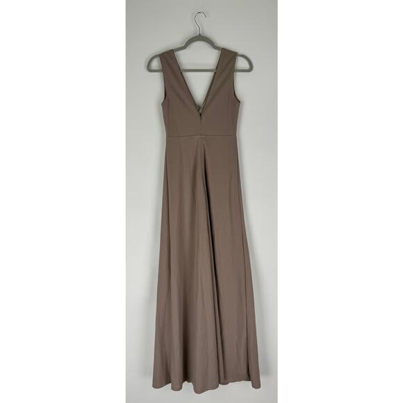 Birdy Grey Shamin Maxi Dress Crepe Womens Small Taupe Bridesmaid New - Picture 6 of 10